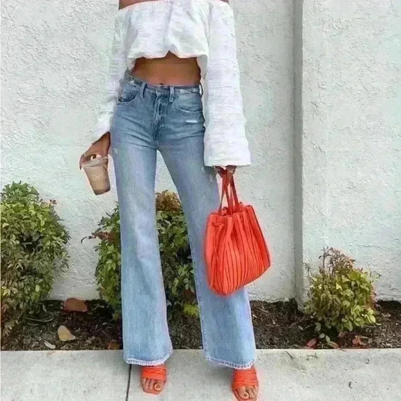 Pistola Stevie Wide Leg‎ Distressed Jeans size 26 NWT - Picture 7 of 7